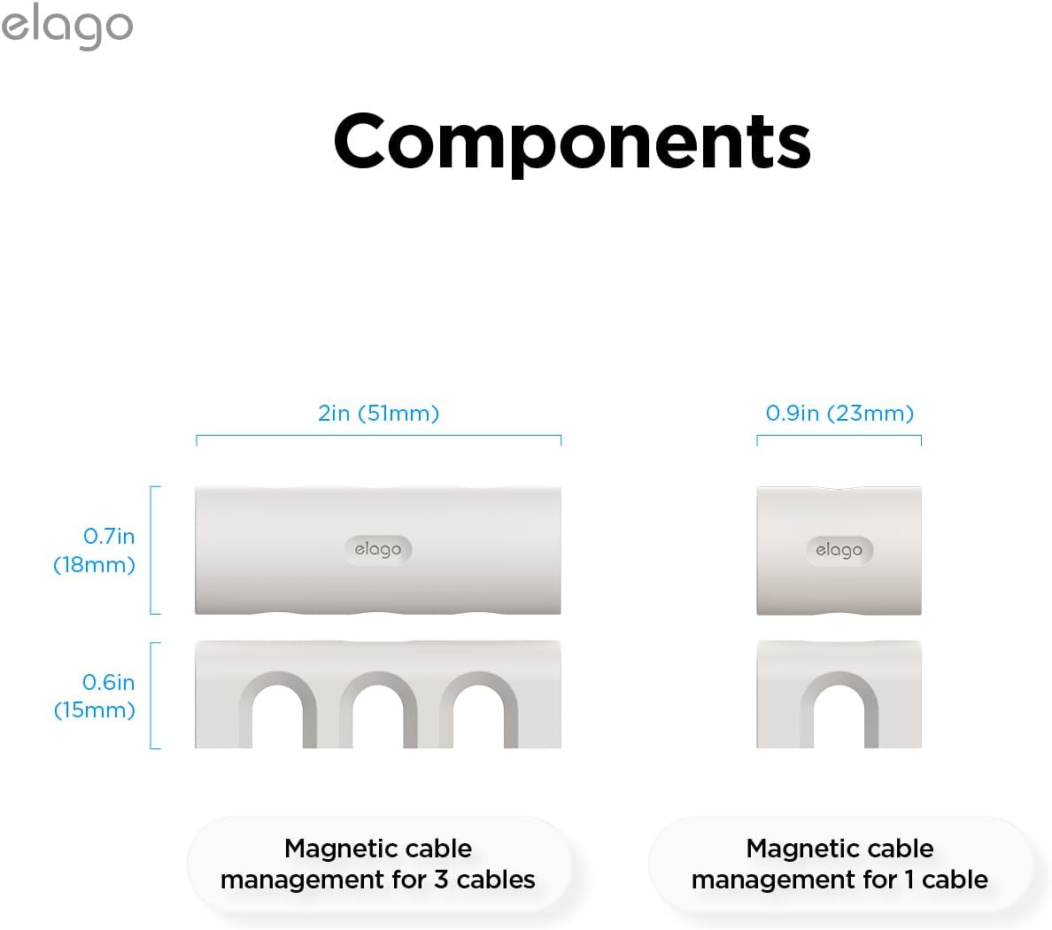 elago Magnetic Cable Management Organize 4 Cables, Powerful Magnets, Wire Holder Keeper Organizer Phone Home Office Desk Compatible with Magnetic Pad (1 Slot +3 Slot Set)[Stone]