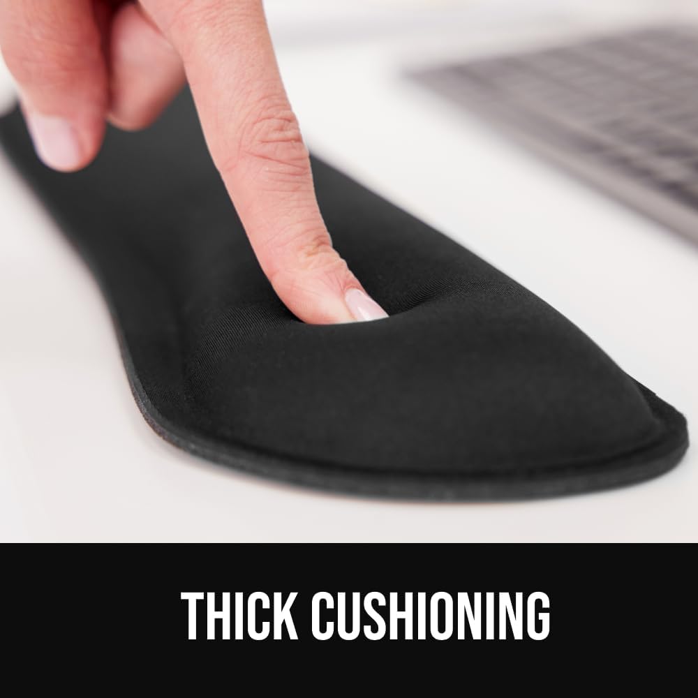 GORILLA GRIP Silky Memory Foam Wrist Rest for Computer Keyboard, Mouse, Ergonomic Design for Typing Pain Relief, Desk Pads Support Hand and Arm, Mousepad Rests, Stain Resistant, 2 Piece Pad, Black