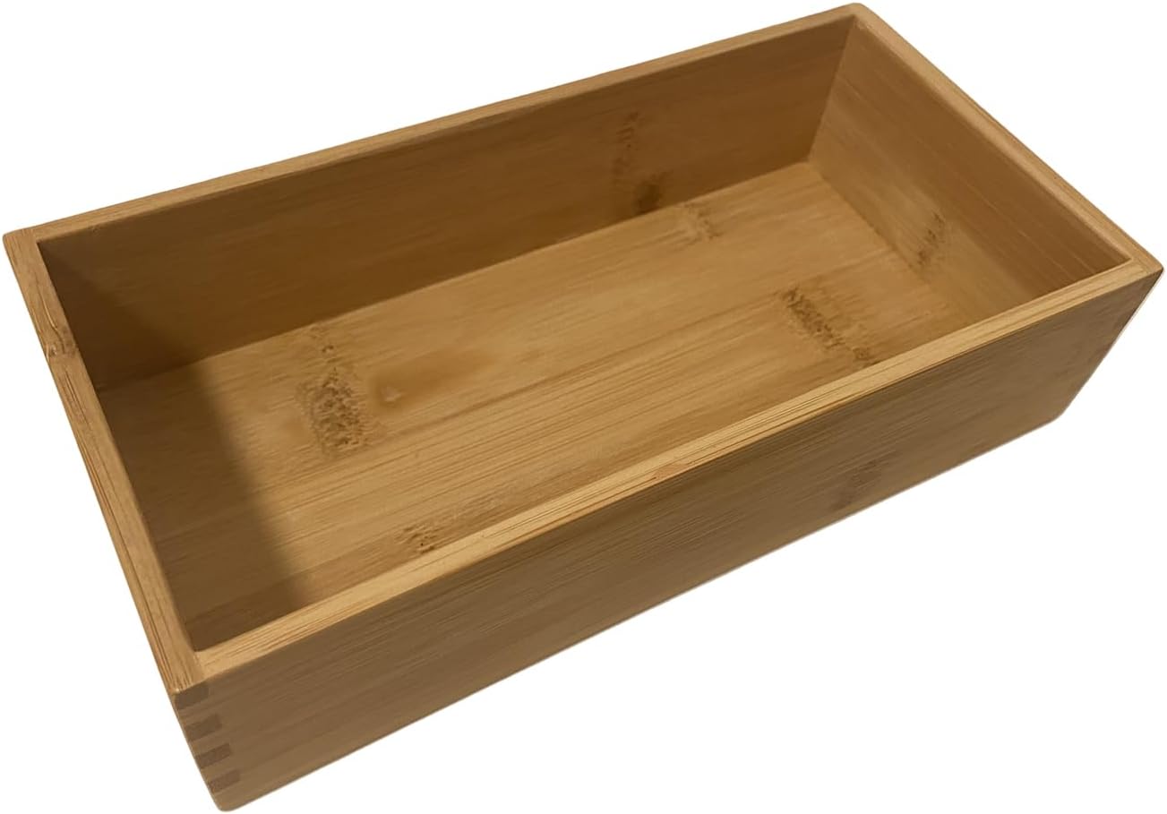 Bamboo Drawer Organizer - Kitchen Drawer Utensil Organizer Office Supplies Desk Organizer Makeup Silverware Tray Flatware Organization 12"*4"*2"