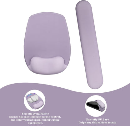 Wrist Rest for Keyboard and Mouse, Ergonomic Gel Computer Keyboard Wrist Rest with Memory Foam, Keyboard Wrist Support Pad for Long Hours of Work, Gaming, Studying-Relieve Wrist Pain