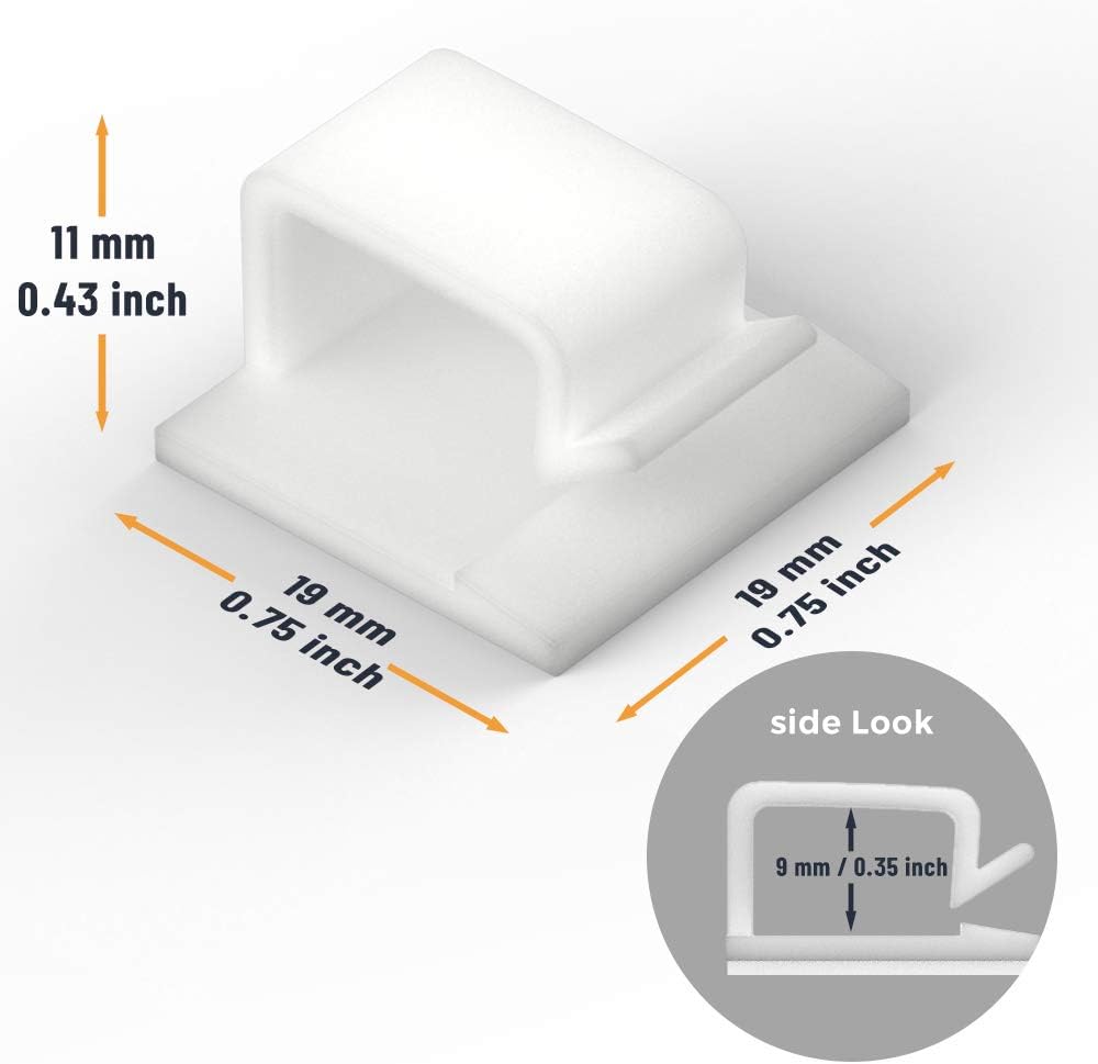 Cable Clips with Strong Self-Adhesive, XIAOXI R Shape Cable Management TV PC Wire Holder Sticky Tidy and Organizer Cord and Wires - 40 Pcs (Clear)