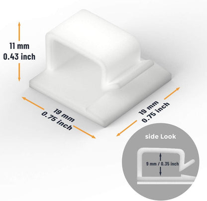 Cable Clips with Strong Self-Adhesive, XIAOXI R Shape Cable Management TV PC Wire Holder Sticky Tidy and Organizer Cord and Wires - 40 Pcs (Clear)