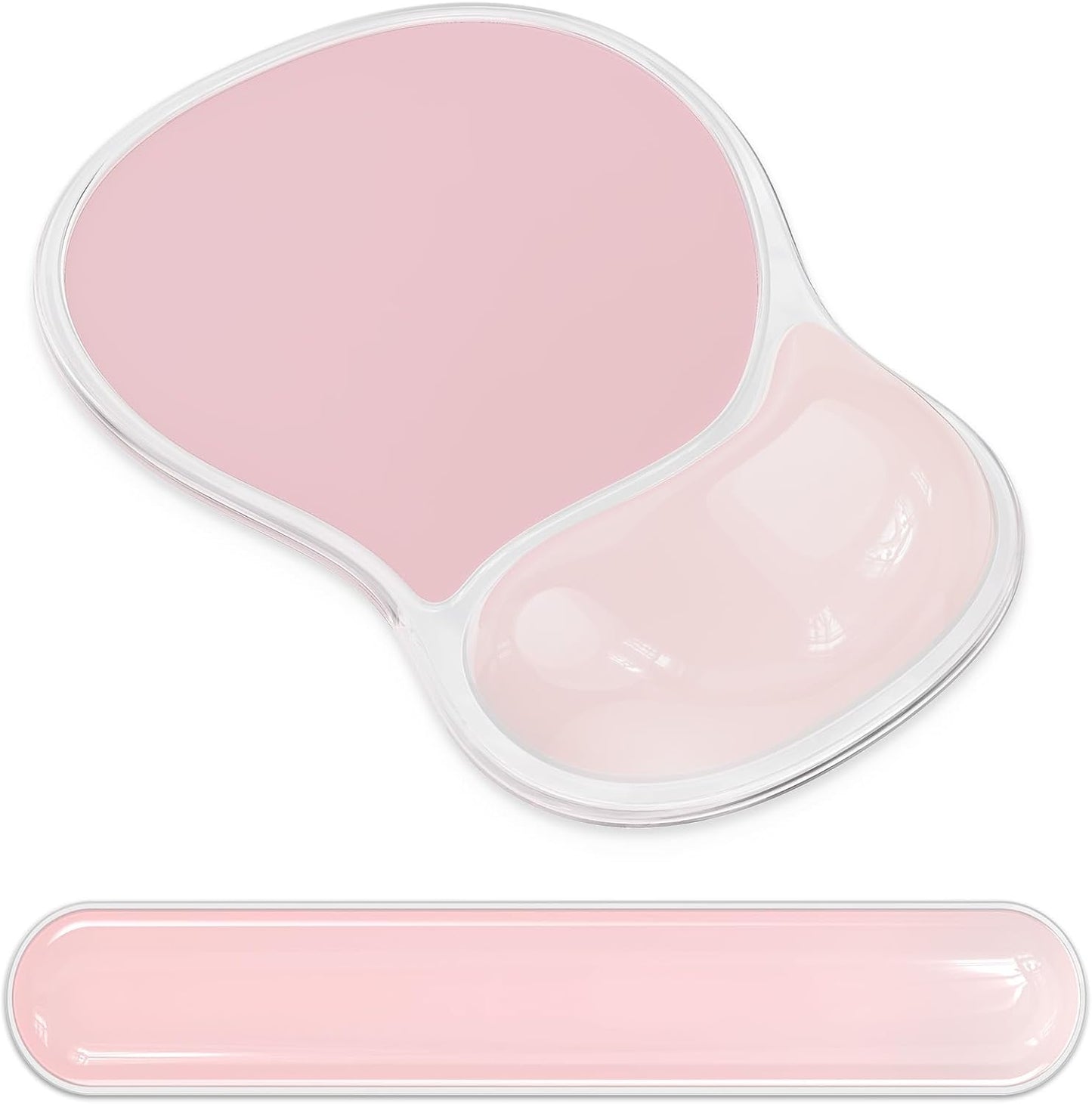 AKIT Ergonomic Mouse Pad with Wrist Rest& Keyboard Wrist Rest, Wrist Rest for Computer Keyboard, Pain Relief, Non-Slip Gel Base, Mousepad Wrist Support for Gaming, Office, Waterdrop Shaped Pink
