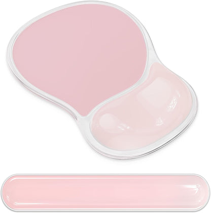 AKIT Ergonomic Mouse Pad with Wrist Rest& Keyboard Wrist Rest, Wrist Rest for Computer Keyboard, Pain Relief, Non-Slip Gel Base, Mousepad Wrist Support for Gaming, Office, Waterdrop Shaped Pink