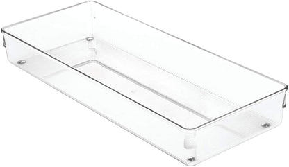 iDesign Linus Plastic Kitchen Drawer Organizer for Silverware, Spatulas, Cutlery, Gadgets, Office Supplies, Cosmetics, 6" x 15" x 2" - Clear