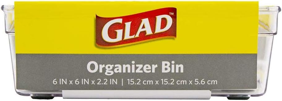 Glad Drawer Organizer Bin, 15x9 - Divided Clear Plastic Storage Tray for Junk Drawers, Kitchen Utensils, Bathroom Vanity, and Organizing Pantry - BPA Free, Food Safe, Non Slip