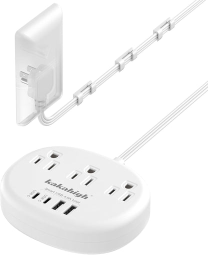 Pink Extension Cord with Surge Protected 1080J - 5 FT Kawaii Power Strip, 1625W Cute Extension Cord with 3 AC Outlet 4 USB (24W/4.8A), Compact for Cute Pink Kawaii Desk Home Essentials