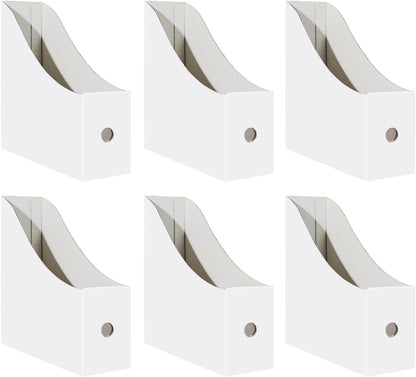 Limitliho Magazine File Folder Holder for Desk, Book Bins for Classroom Library,Office,Home, 10.6" H x 10.2" L x 3.5" W in Cardboard Paper Organizer (Six color, 6 Pack)