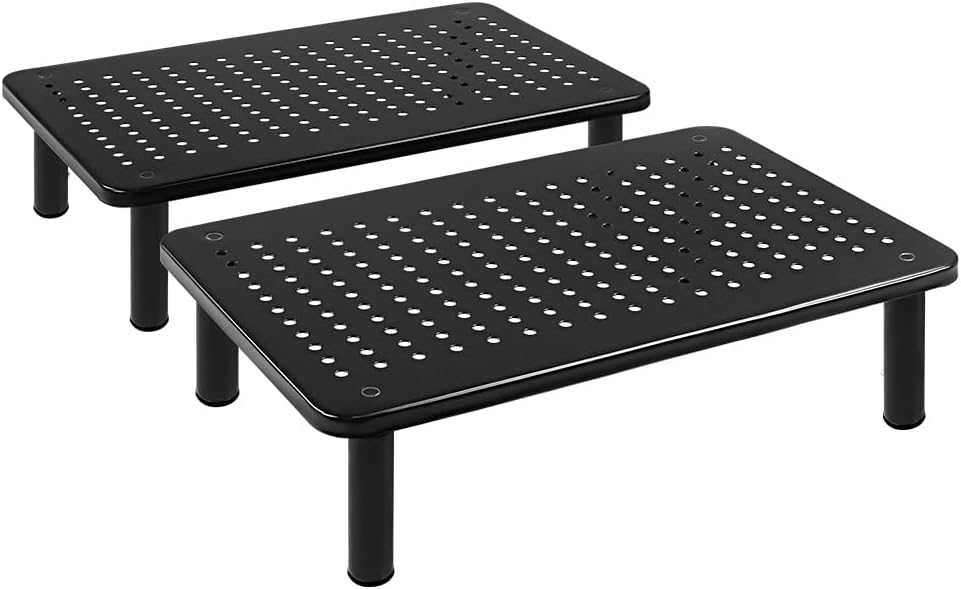 FURWOO 2 Pack Laptop Stand Desk Monitor Stand for Computer Printer Notebook 3 Height Adjustable Laptop Riser for Office Home School Black
