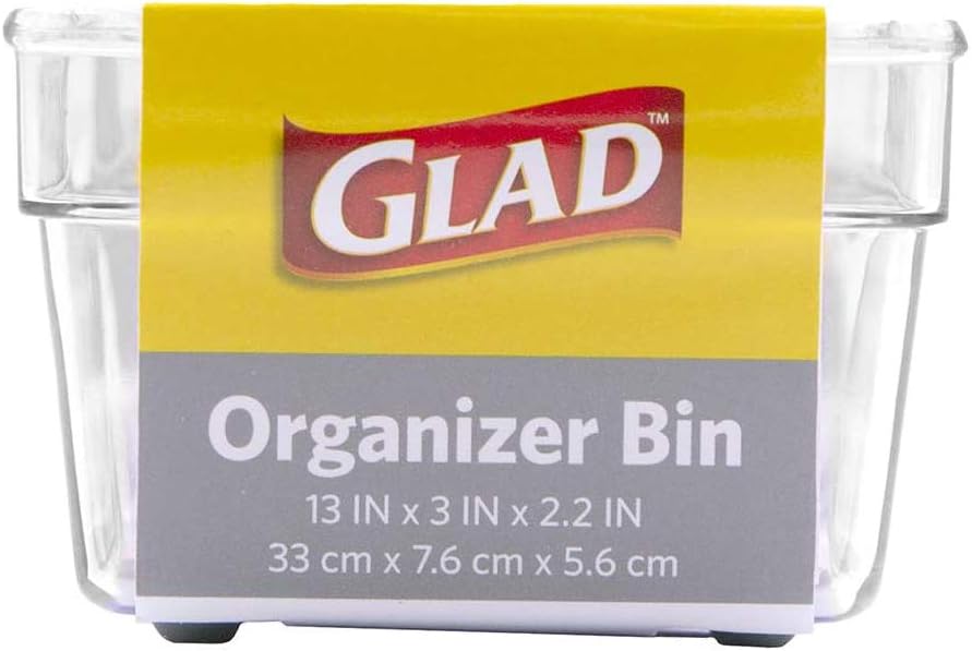Glad Drawer Organizer Bin, 15x9 - Divided Clear Plastic Storage Tray for Junk Drawers, Kitchen Utensils, Bathroom Vanity, and Organizing Pantry - BPA Free, Food Safe, Non Slip