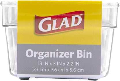 Glad Drawer Organizer Bin, 15x9 - Divided Clear Plastic Storage Tray for Junk Drawers, Kitchen Utensils, Bathroom Vanity, and Organizing Pantry - BPA Free, Food Safe, Non Slip
