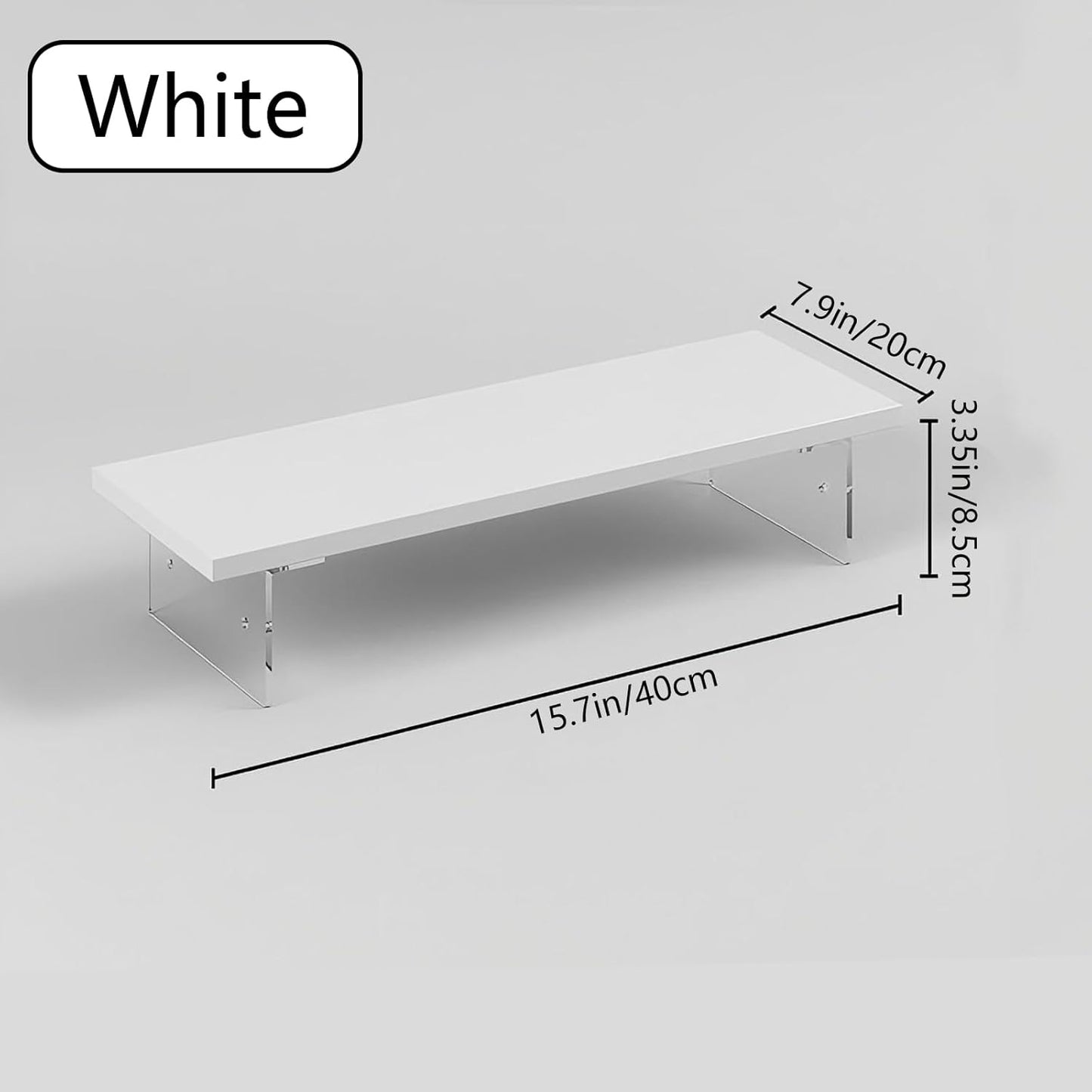 Anti-slip Monitor Stand Riser 2.16/3.34 Inch 2 Height Adjustments Clear Acrylic Stand with Clear Anti-slip Mat, Desk Accessories Screen/PC/Printer/Laptop/Mirror Riser 7.8 x 15.7 Inch (White)