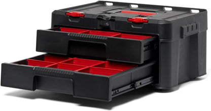 Keter Stack-n-Roll Two Drawer Tool Box for Small Parts and Power Tool Accessories, Fits Keter Modular Tool Storage System