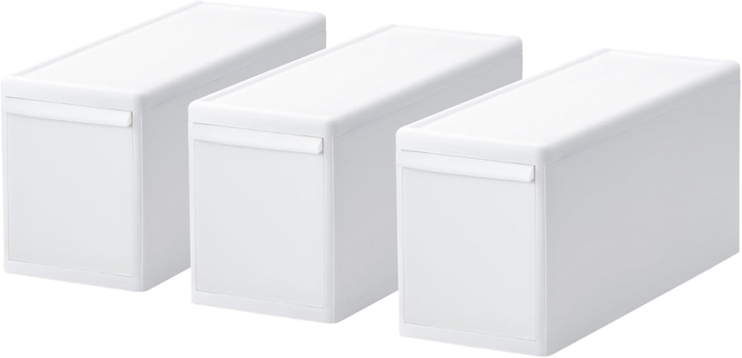 like-it MOS-01L Modular Clothes Storage Drawer Case, Can be Combined with Storage Case, Slim M, All White, Made in Japan, Set of 3, Depth 18.1 inches (46 cm), Perfect for Closet, Metal Rack