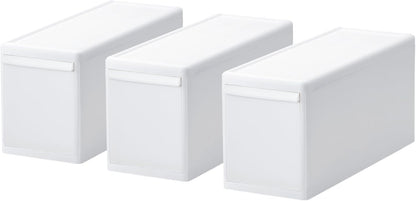 like-it MOS-01L Modular Clothes Storage Drawer Case, Can be Combined with Storage Case, Slim M, All White, Made in Japan, Set of 3, Depth 18.1 inches (46 cm), Perfect for Closet, Metal Rack