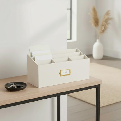 KIBAGA Stylish Linen Mail Organizer for Your Countertop – Easily Organizes Pens, Mail & More in Spacious Compartments on Any Desktop – The Perfect Desk Sorter for Paper & Office Essentials