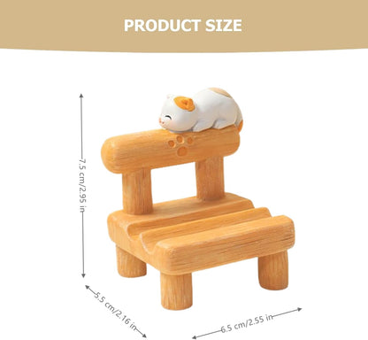1PCS Cute Resin Phone Stand – Mini Desktop Holder for All Smartphones, Adorable Home Office Desk Decor Accessory (White cat)