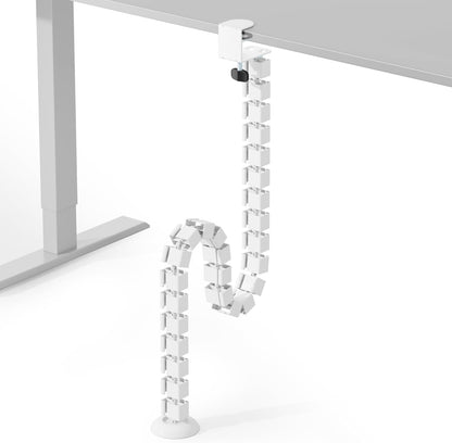 PEGZONE Under Desk Cable Management Spine – Flexible Cable Snake Organizer for Standing Desk, Tool-Free Magnetic Vertebrae Wire Management for 0.4"-2" Table, White