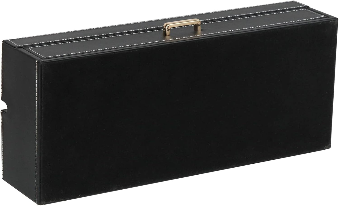 HofferRuffer Valet Jewelry Tray Organizer with Drawer, Faux Leather Storage Catchall Box Phone Charging Station Tray with Dresser Nightstand Desktop Drawer Organizer (Black)