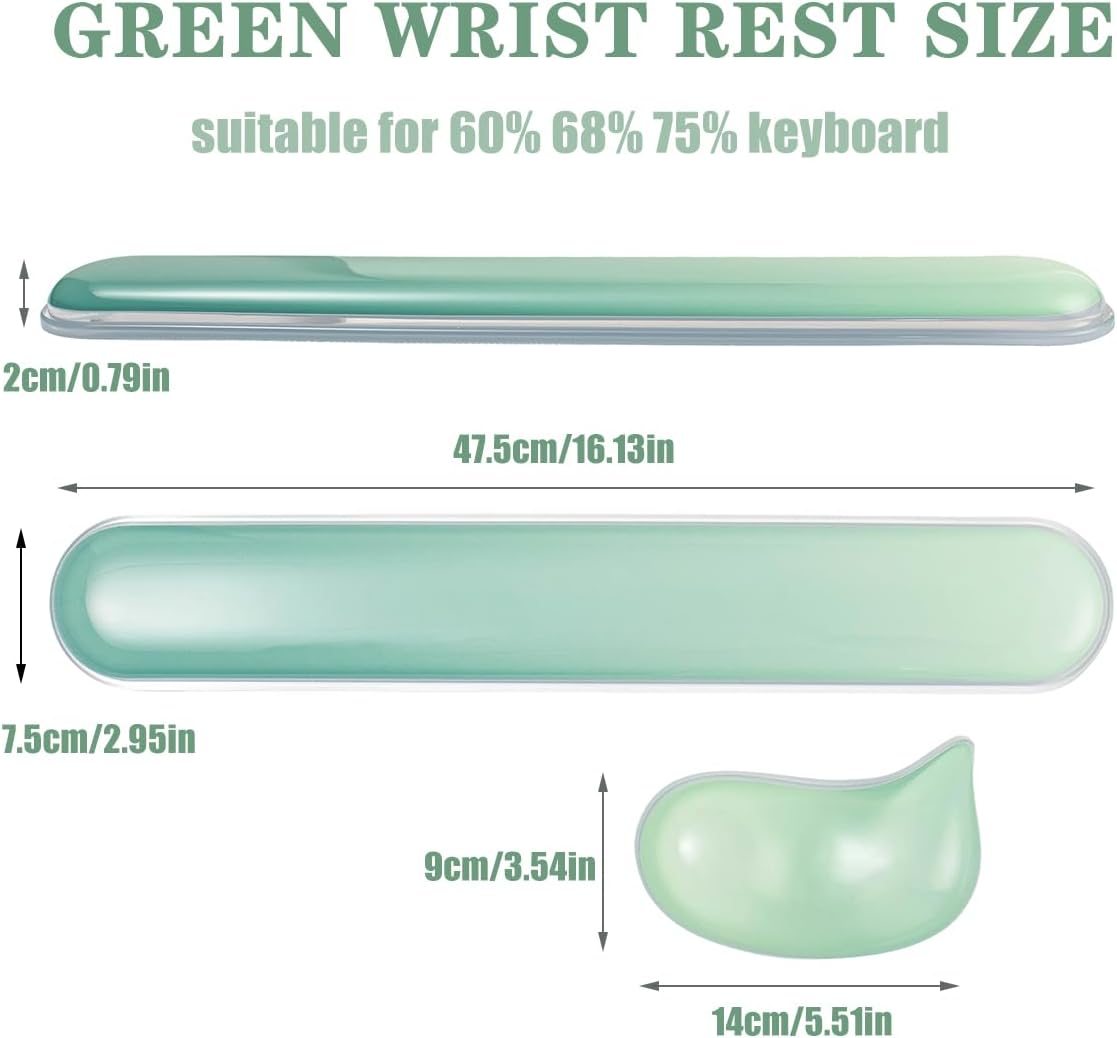 Gel Keyboard and Mouse Wrist Rest Set –Blue Purple Clear Wrist Rest for Computer Keyboard 60%/68%/75%, Comfort & Support for Typing and Gaming