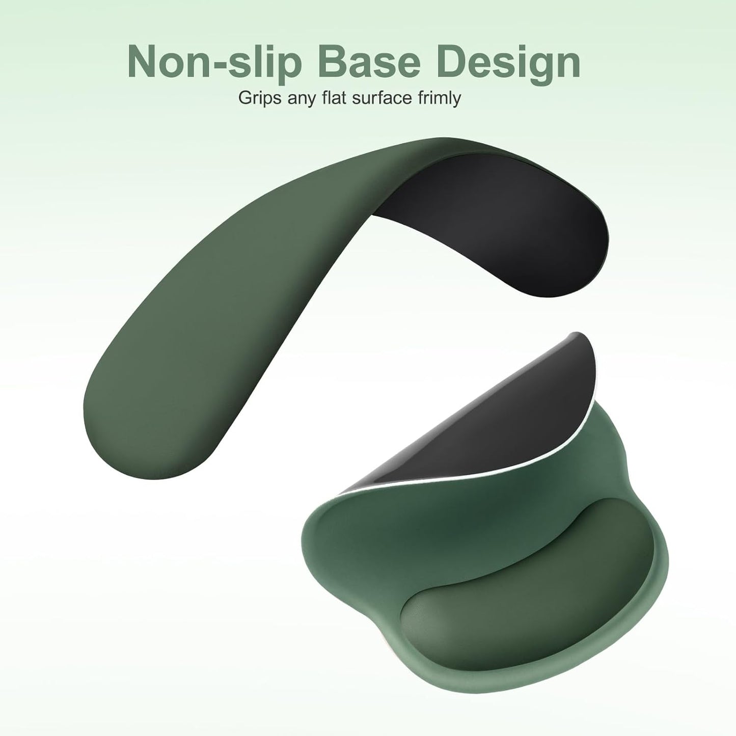 MOSISO Wrist Rest Support for Mouse Pad&Keyboard Set, Circle Curved Ergonomic Mousepad&Coaster Non-Slip Base Home/Office Pain Relief&Easy Typing Pad with Soft Cloth&Silicone Lining, Antique Green