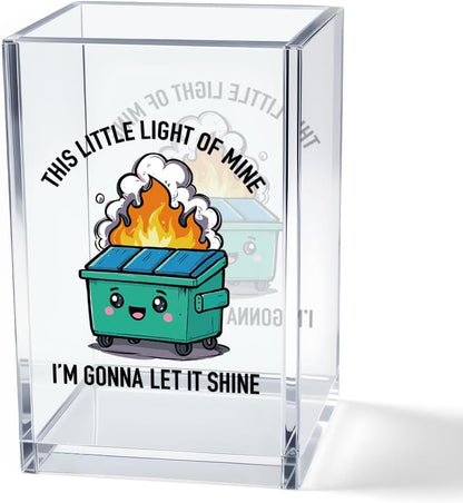Everything is Figureoutable Acrylic Cosmetic Pencil Pen Holder Cup, Emotional Dumpster Fire Pencil Pen Holder Cup, Therapy Gifts, Mental Health Gifts for Women Colleague Boss Teacher