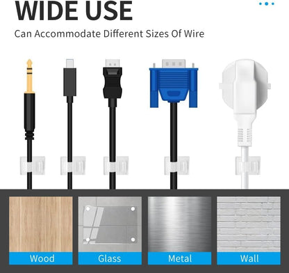 Viaky 30 Pcs Black Clips Self Adhesive Backed Nylon Wire Adjustable Cable Clips Adhesive Cable Management Drop Wire Holder