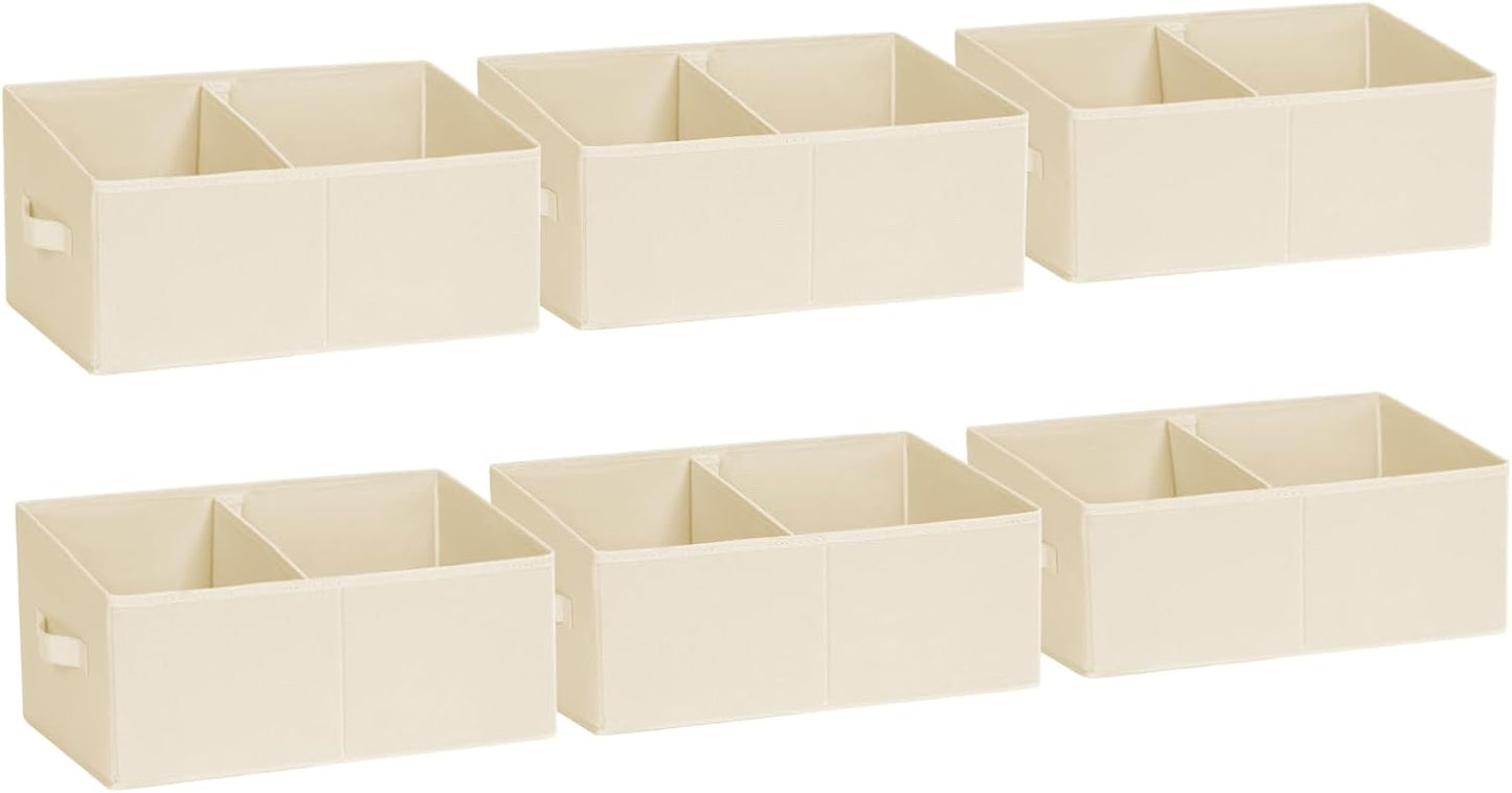 DIMJ Closet Storage Bins, 6 Pack Storage Baskets for Shelves, Foldable Closet Organizer with Handle, Linen Closet Organizers and Storage for Clothes, Toys, Towel, Books (Black)