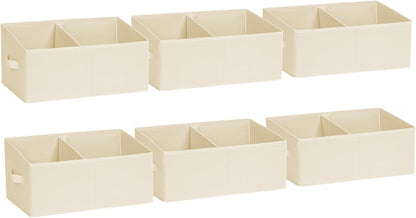 DIMJ Closet Storage Bins, 6 Pack Storage Baskets for Shelves, Foldable Closet Organizer with Handle, Linen Closet Organizers and Storage for Clothes, Toys, Towel, Books (Black)