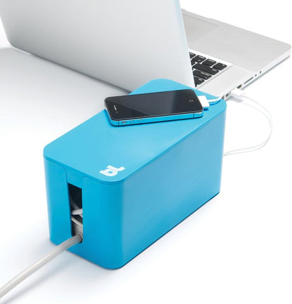 Bluelounge CableBox Mini Cable Management with Small Surge Protector, Black (CBM-BL)