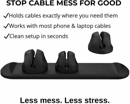 Magnetic Cable Organizer for Desk & Nightstand 3 Clip Cord Holder with One-Hand Access 3M Adhesive Cable Clips, N52 Magnetic Cord Holder for Phone, USB-C & Laptop Cables