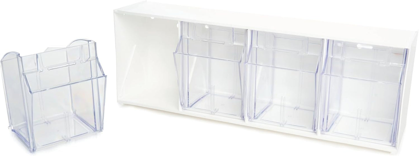 Deflecto Interlocking Tilt Bin, 9 Bin Unit, Clear and White, 23-5/8” x 3-5/16” x 2-5/8” (20903OP)