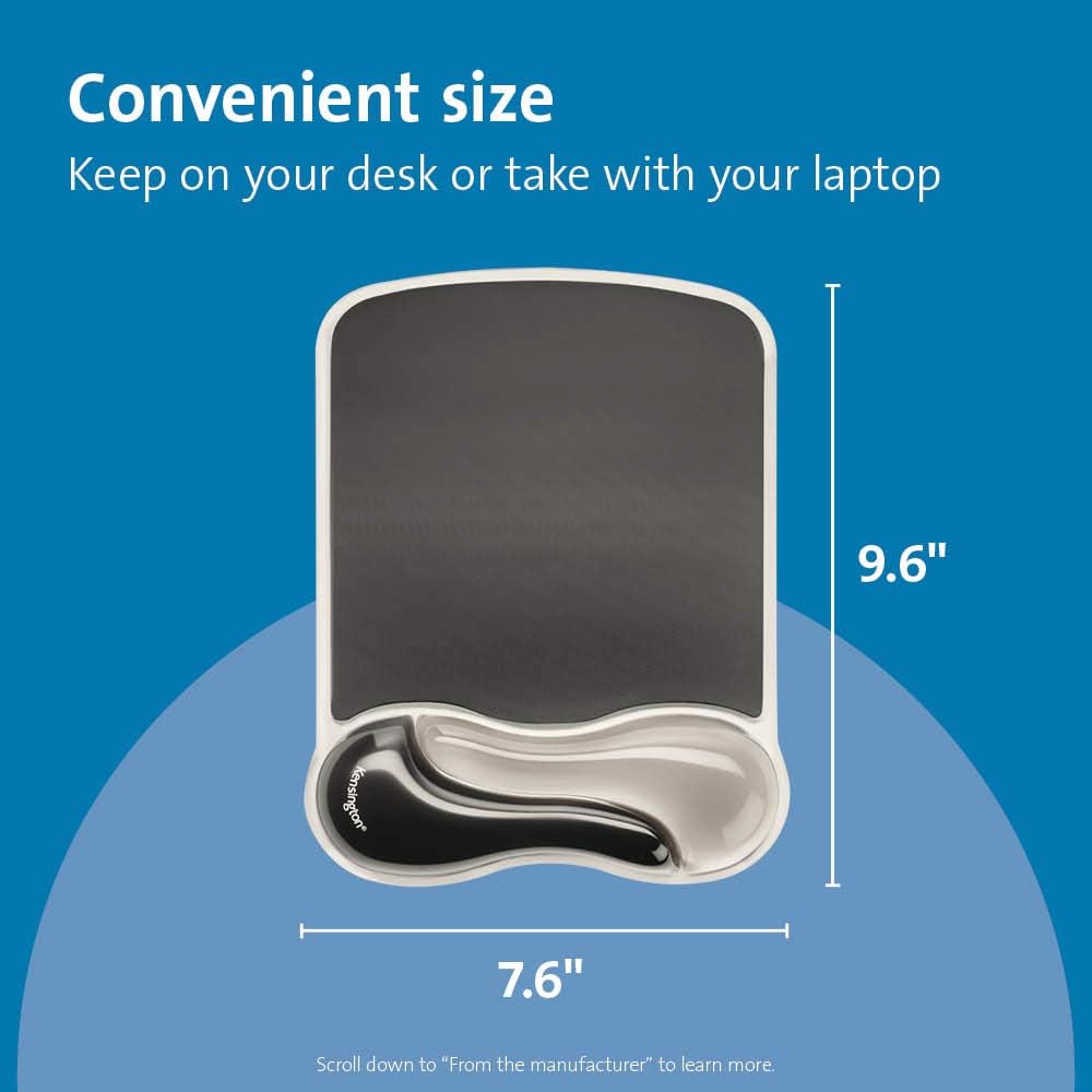 Kensington Duo Gel Mouse & Keyboard Wrist Rest Bundle Set, Ergonomic Keyboard and Mouse Pad With Wrist Support, Keyboard Wrist Rest, Computer Keyboard Pad, Cooling Gel, Non-Skid Backing, Blue K52920WW