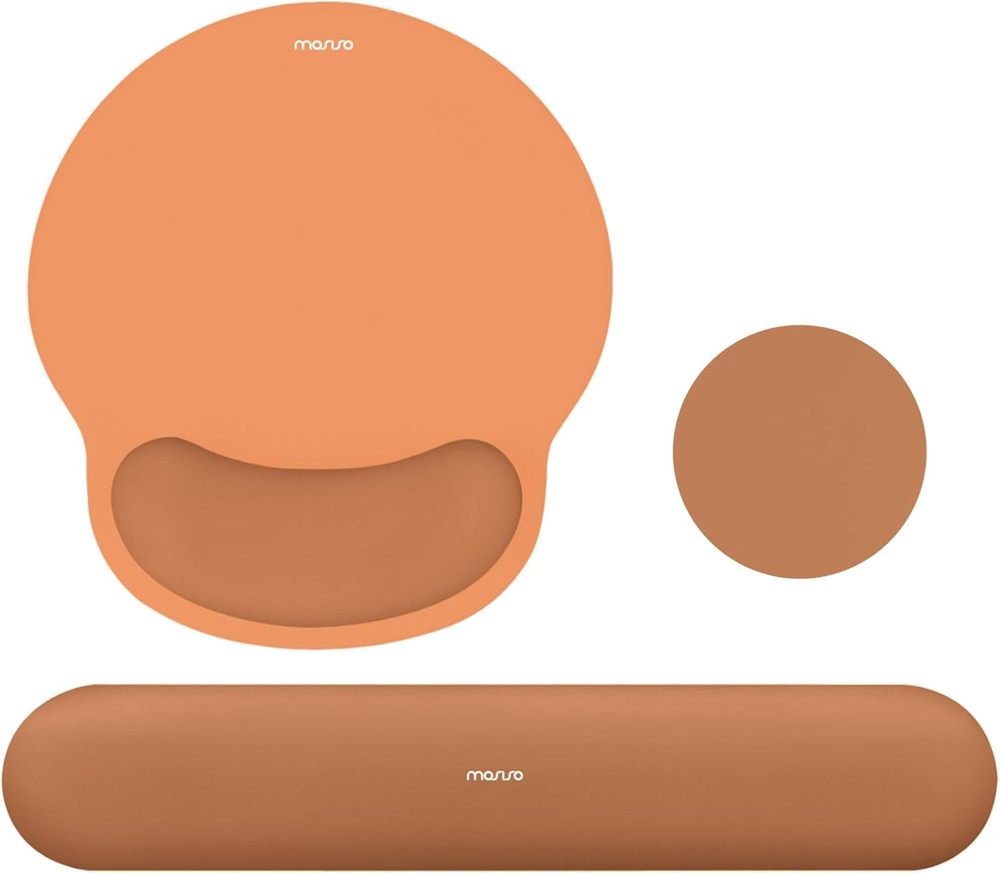 MOSISO Wrist Rest Support for Mouse Pad&Keyboard Set, Circle Curved Ergonomic Mousepad&Coaster Non-Slip Base Home/Office Pain Relief&Easy Typing Pad with Soft Cloth&Silicone Lining, Antique Green