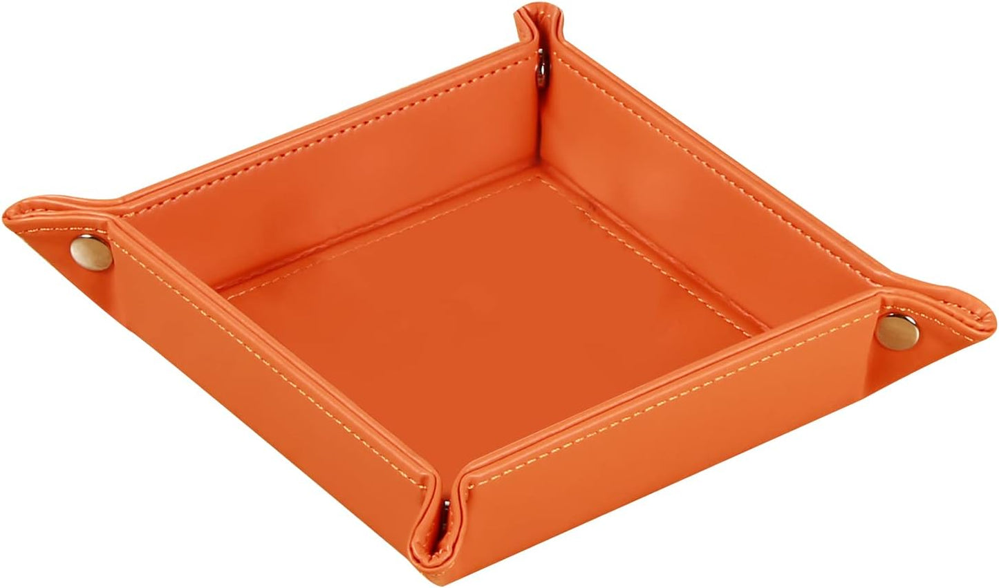 YAPISHI Key Dish Bowl for Men, Entryway Catchall Holder Bedside Table Valet Tray for Pocket Stuff, PU Leather Nightstand Organizer for Dice/Coins/Wallet/Watch/Rings/Sunglasses, Dresser/Coffee Table