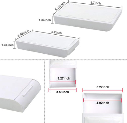 YOOUSOO 2 Pack Under Desk Storage Drawer Organizer, Hidden Slide Out Drawer Attachment, with Self - Adhesive Feature for Desktop and Table Organization, Hidden Under Desk