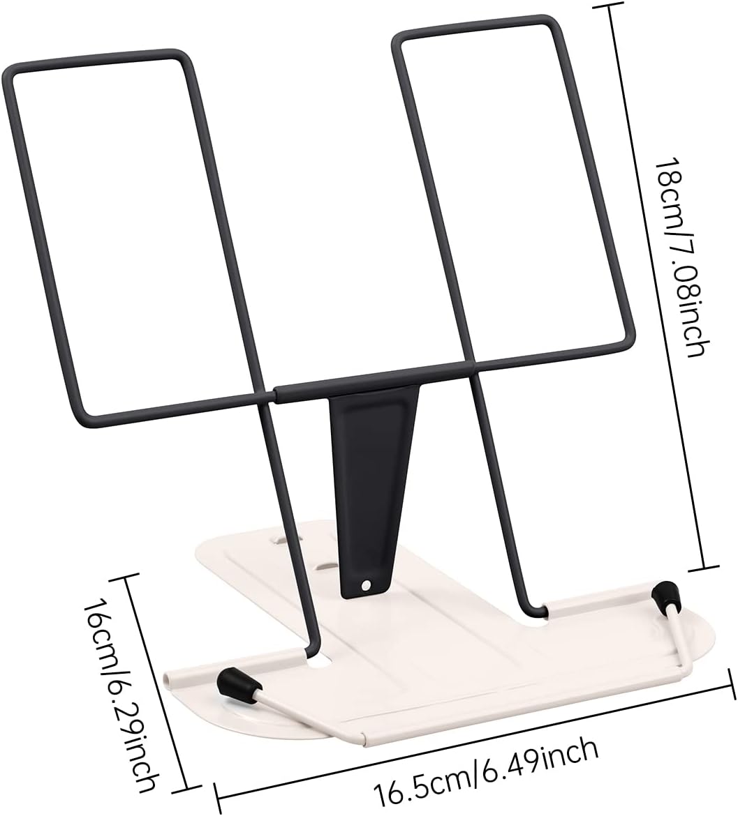 MSDADA Metal Book Stand for Desk, Adjustable Reading Rest Book Holder, Portable Cookbook Documents Holder, Sturdy Typing Stand for Recipes Textbooks Tablet Music Books with Page Clips (Macaron Pink)