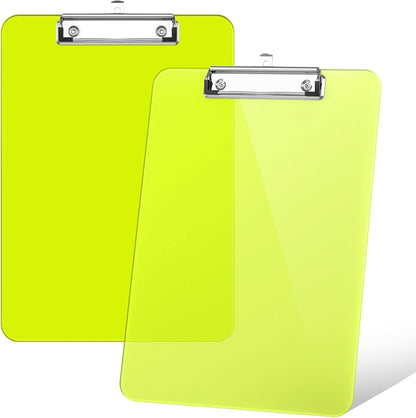 Rimilak 8.5 x 11 Plastic Clipboards Set of 2, Low Profile Metal Clip, Translucent Board, 12.5 x 9 in Letter Size, Office Supply, Back to School, Purple