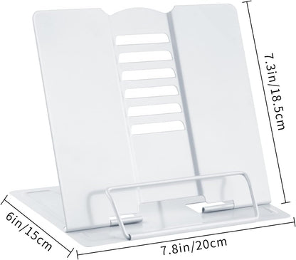 MSDADA Desk Book Stand Metal Reading Rest Book Holder Adjustable Cookbook Documents Holder for Recipes Textbooks Tablet Music Books, Mom Gifts, Gifts for Grandma Mom Mothers Day(Light Purple)