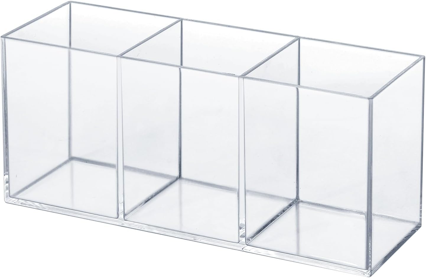 elysolpluv Clear Acrylic Silverware & Pen Organizer Caddy, Transparent Plastic Silverware Holder, Perfect for Office, Bedroom, and Bathroom Storage