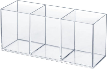 elysolpluv Clear Acrylic Silverware & Pen Organizer Caddy, Transparent Plastic Silverware Holder, Perfect for Office, Bedroom, and Bathroom Storage