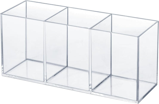 elysolpluv Clear Acrylic Silverware & Pen Organizer Caddy, Transparent Plastic Silverware Holder, Perfect for Office, Bedroom, and Bathroom Storage