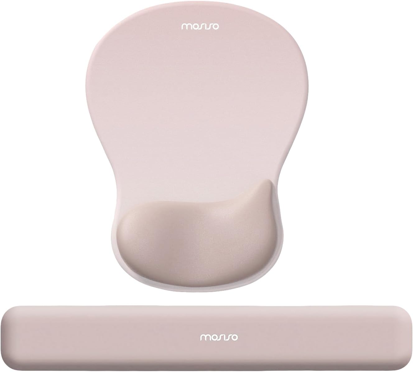 MOSISO Wrist Rest Support for Mouse Pad&Keyboard Set, Ergonomic Mousepad with Concave Curved Memory Foam, Non-Slip Base Pain Relief Comfortable Rectangular Easy Typing Pad for Home/Office, Brown