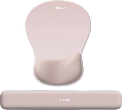 MOSISO Wrist Rest Support for Mouse Pad&Keyboard Set, Ergonomic Mousepad with Concave Curved Memory Foam, Non-Slip Base Pain Relief Comfortable Rectangular Easy Typing Pad for Home/Office, Brown