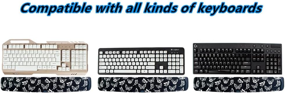 BRILA Keyboard Wrist Rest Support Cushion Pad for Computer, Laptop, Office Work, PC Gaming - Memory Foam Gel with Massage Holes Design - Non-Slip Easy Typing Wrist Pain Relief (Black Keyboard Pad)