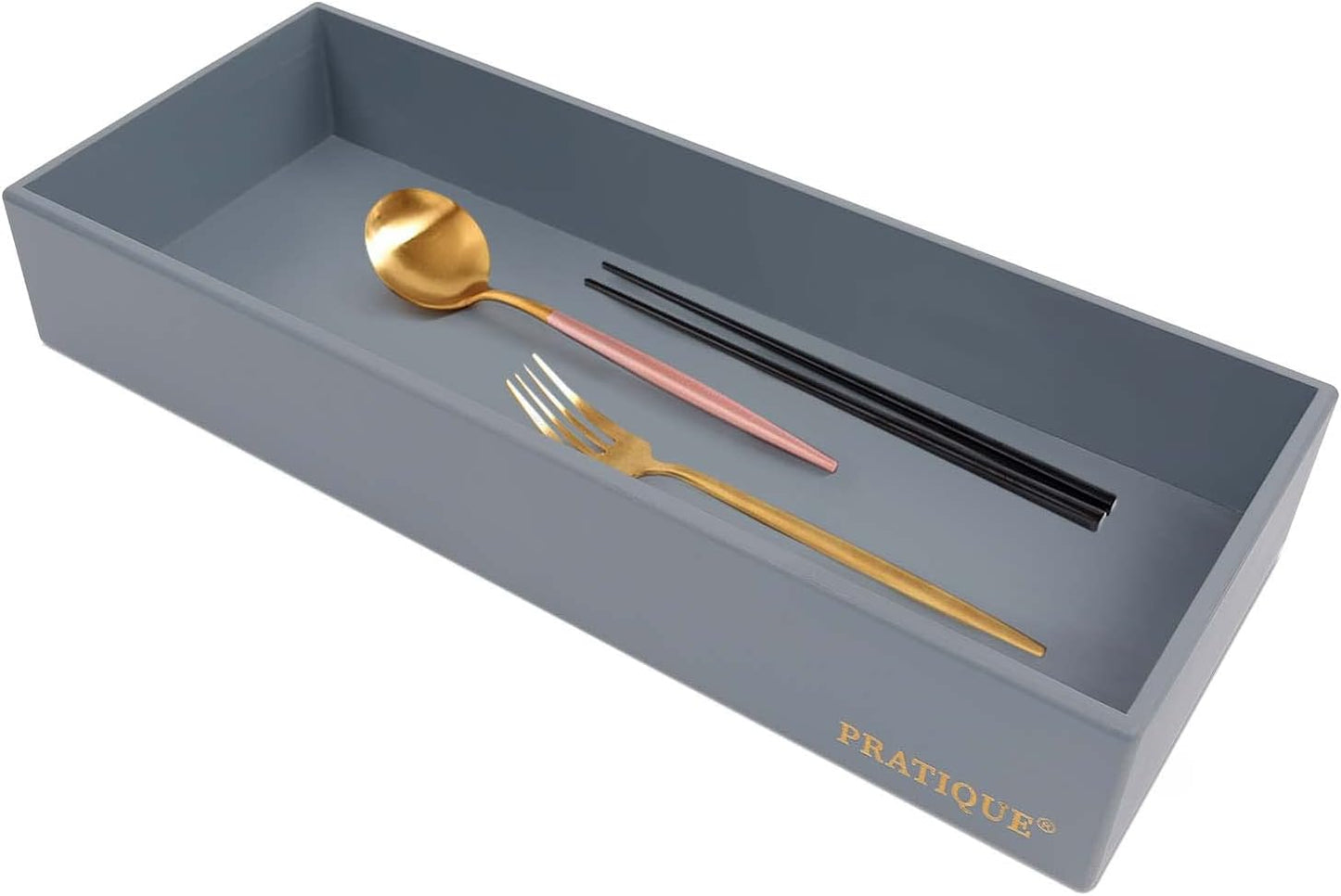 PRATIQUE Bamboo Drawer Organizer - Kitchen Utensil Organizer Silverware Tray Cutlery Holder，Office Desk Supplies and Accessories (8.9x5.9x2.6 inch)