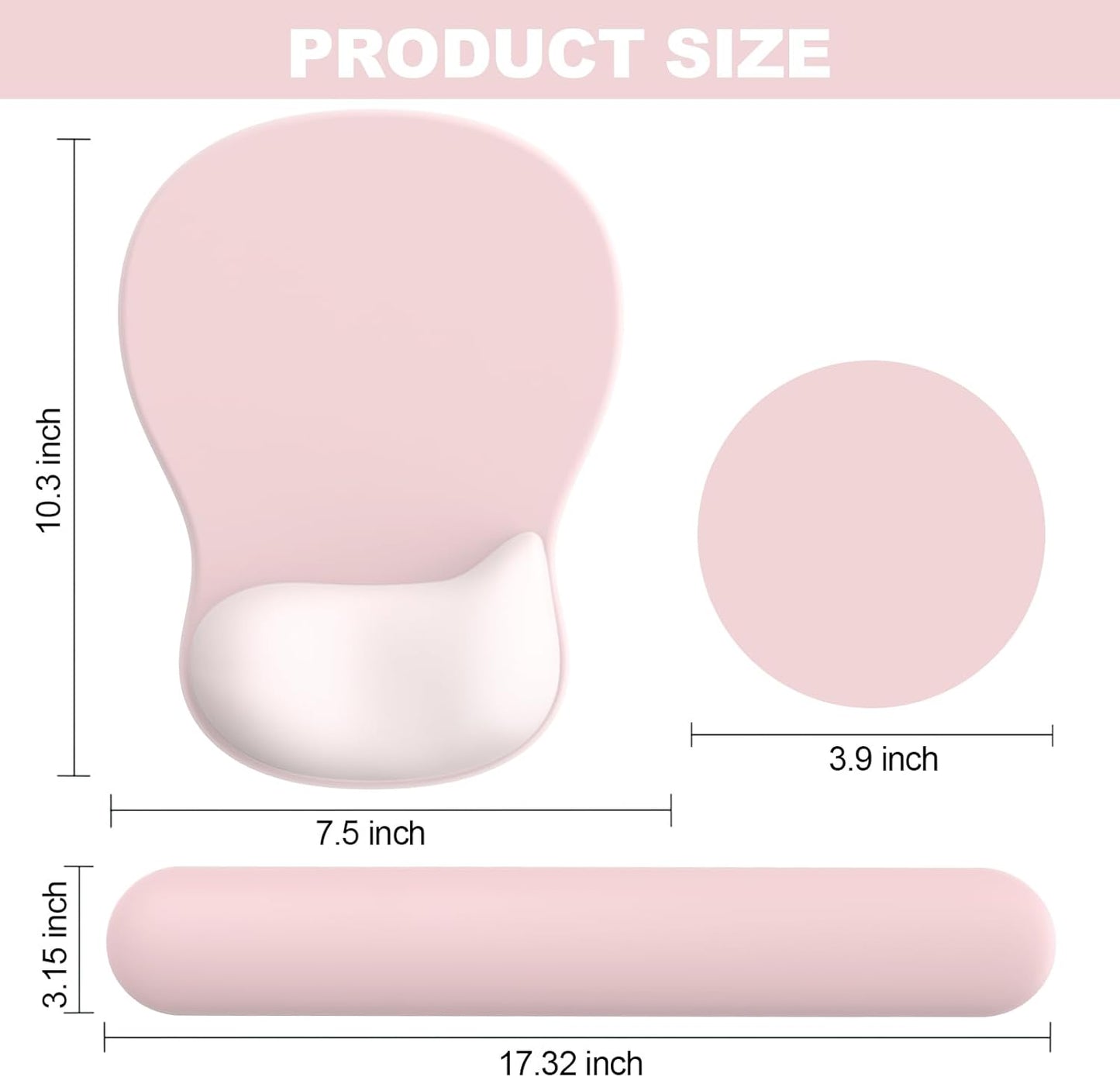 Ergonomic Mouse Pad with Wrist Rest and Keyboard Wrist Rest, Black Mousepad and Wrist Rest for Computer Keyboard, Pain Relief, Non-Slip PU Base, Gel Mouse Pad with Wrist Support for Gaming, Office