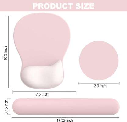Ergonomic Mouse Pad with Wrist Rest and Keyboard Wrist Rest, Black Mousepad and Wrist Rest for Computer Keyboard, Pain Relief, Non-Slip PU Base, Gel Mouse Pad with Wrist Support for Gaming, Office