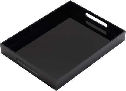 KEVLANG Clear Sturdy Acrylic Serving Tray with Handles-12x16Inch-Serving Coffee,Appetizer,Breakfast,Butler-Kitchen Countertop -Makeup Drawer Organizer-Vanity Table -Ottoman