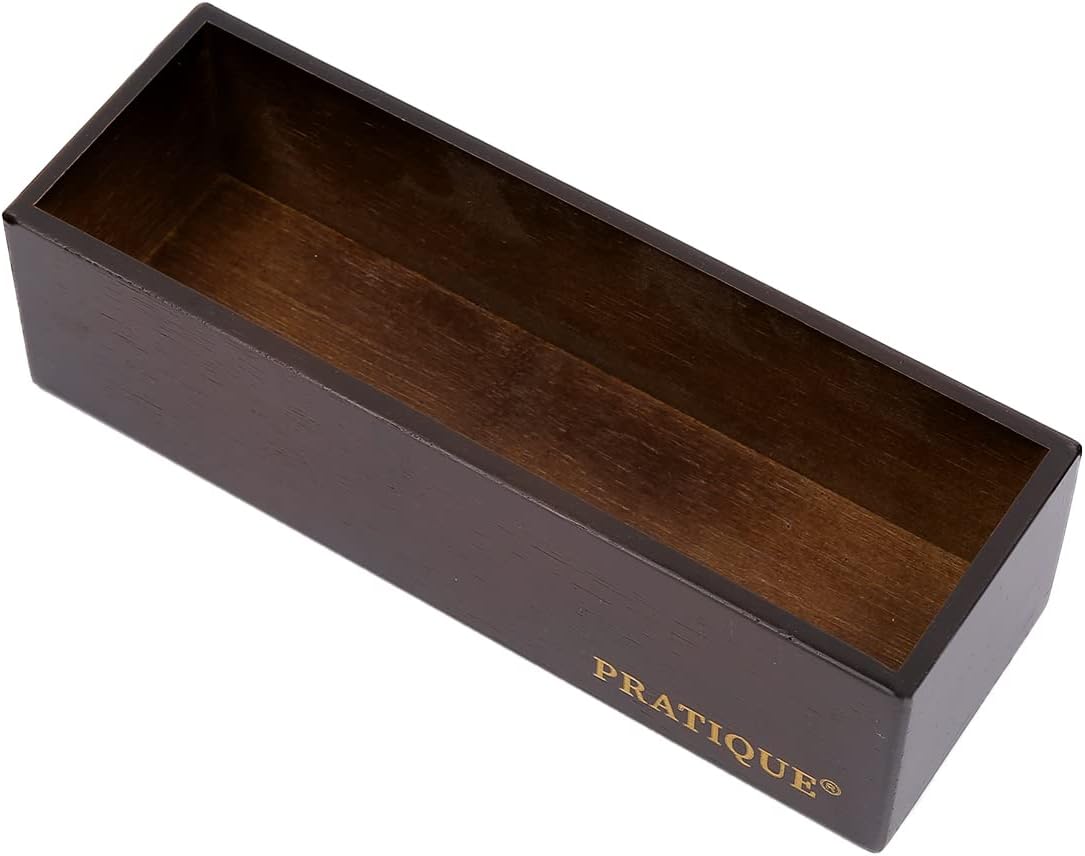 PRATIQUE Bamboo Drawer Organizer - Kitchen Utensil Organizer Silverware Tray Cutlery Holder，Office Desk Supplies and Accessories (8.9x5.9x2.6 inch)
